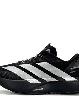 Мужские кроссовки adidas adizero evo sl atr черно белые фирменные с протектором для тренировок спортивные тканевые адидас адизер
