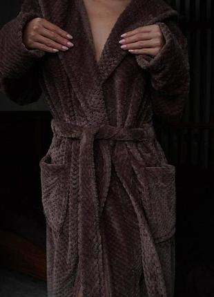 Довгий жіночий халат з бамбука плюш для дому і відпочинку