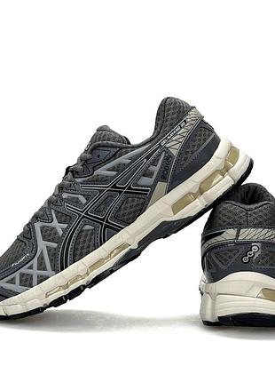 Мужские кроссовки asics gel kayano 20 серые молодежные для бега с кожи и текстиля прогулочные брендовые акс гель каяно весенние
