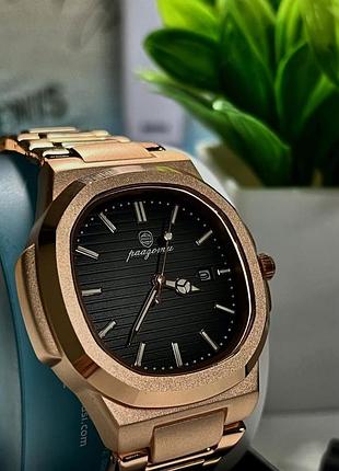 Мужские часы poedagar nautilus gold – золотой корпус, черный циферблат