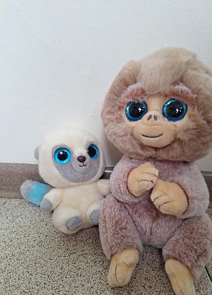 М'які іграшки ty beanie boos | мавпочка stubby та лемур з великими очима