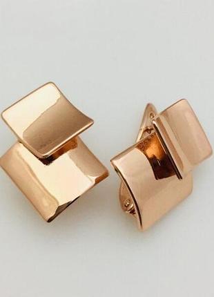 Сережки ромбики медзолото fallon jewelry po. 2,3 см.