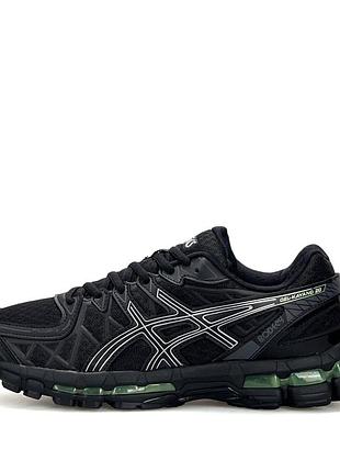 Мужские кроссовки asics gel kayano 20 черные молодежные для бега из кожи и текстиля прогулочные брендовые ассикс гель каяно весенние