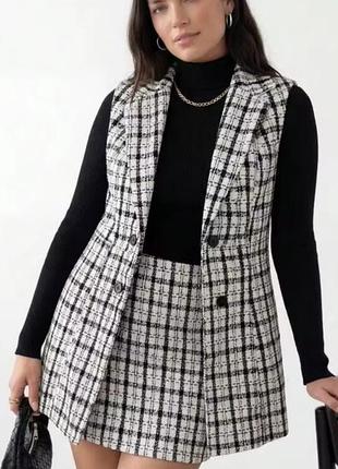 Костюм жилетка кардиган, спідниця, shein