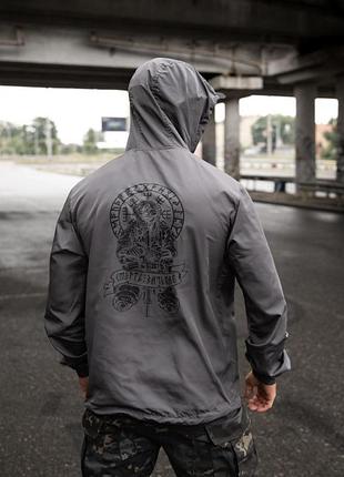 Military style windbreaker born of war death waits grey vt5634
