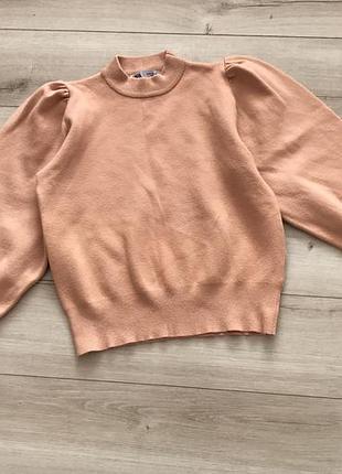 Теплий светр zara ( кофта з об’ємними рукавами ліхтариками) розмір xs/s 42/44