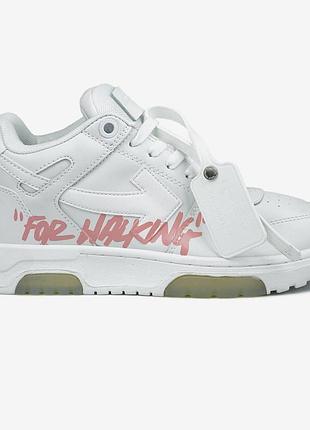Кроссовки off-white out of office white for walking — белые кроссовки off-white с розовой надписью, стильные кеды в стиле 38