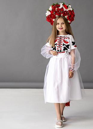 Сукня вишиванка для дівчаток біла калина