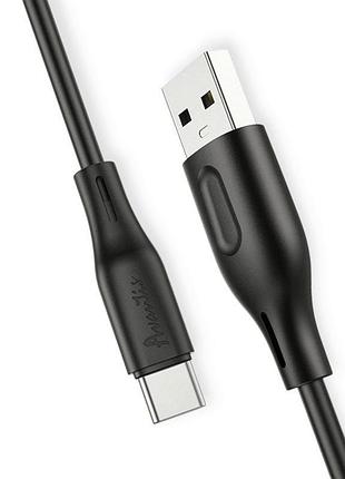 Кабель для заряджання avantis usb - type-c, 1м, чорний, круглий силикованая обплет.