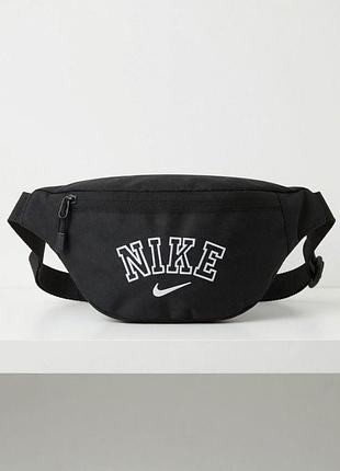Бананка nike унісекс 34×14 см з oxford 1000d, міцна чорна сумка з вишивкою