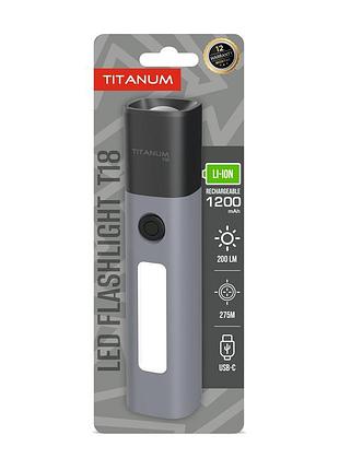 Портативний світлодіодний ліхтарик titanum tlf-t18 200lm gray