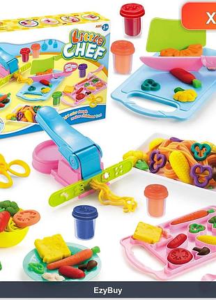 Набор для лепки little chef детская кухня с машинкой для макарон и 18 аксессуарами для детей от 3 лет