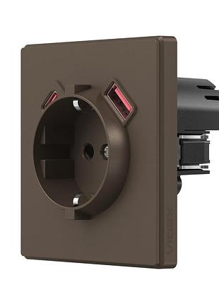 Розетка одинарна із заземленням usb-a+c 20w мокко videx nota (vf-nt-sk1guc-br)