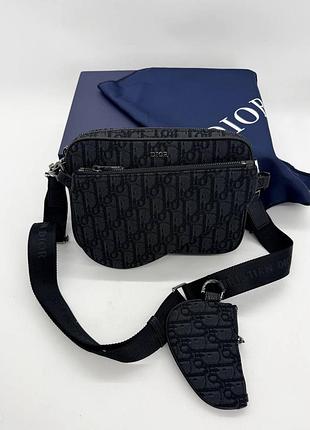 Чоловіча сумка месенджер saddle triple pouch black oblique