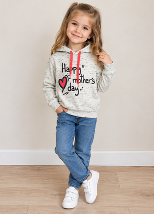 Мягкий, тёплый худи «happy mother’s day» для девочки, р 104 normini