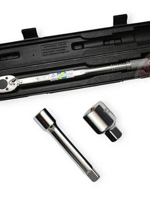 Ключ динамометричний 1/2" 28-210 нм (2,8-21 кгм)+перехід+подовж. кейс intertool