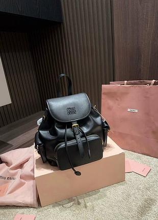 Рюкзак міу міу leather backpack black