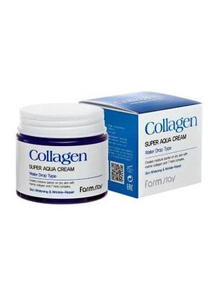 Увлажняющий крем для лица с коллагеном farmstay collagen super aqua cream 80 мл