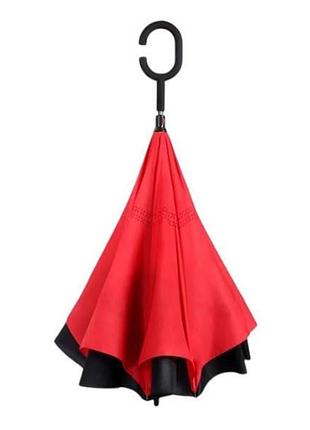 Зонт наоборот up brella однотонный красный