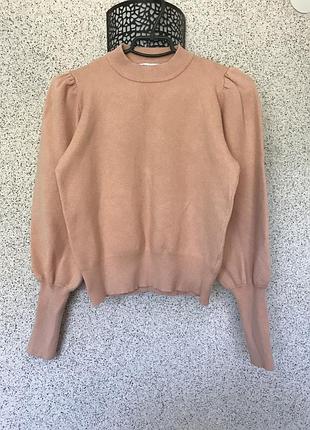 :ніжний персиковий светр zara (кофта з об'ємними рукавами), розмір 42-44 (s)