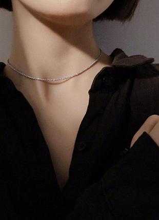 Колье женское 8481 51 см серебристое