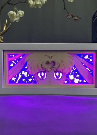 Багатошаровий нічник лампа аніме sailor moon сейлор мун світильник rgb (zdd-57)
