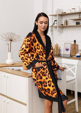 Халат женский из плюшевого велюра эксклюзивный leopard 18275 l-xl