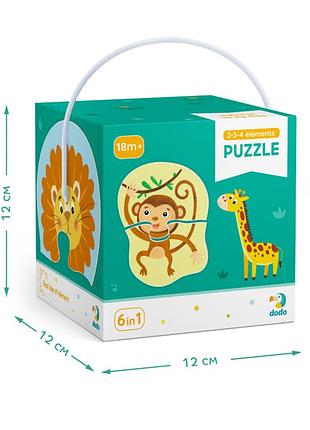 Детский пазл дикие животные dodo 300153, 2-3-4 элемента 2