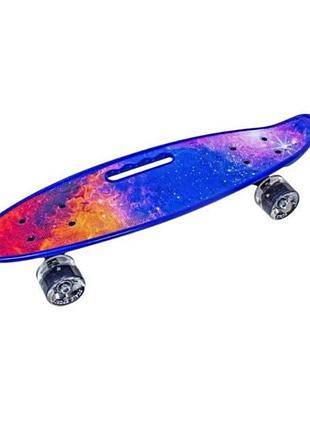 Пенни борд со светящимися колесами pu penny board scale sports universe синяя галактика