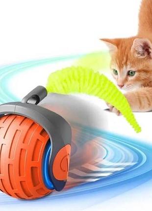 Игрушка для котов интерактивная мячик с хвостом движущийся cat toy ball красный