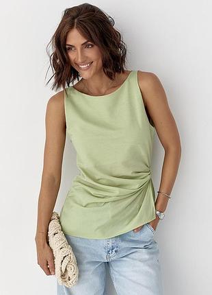 Віскозна майка жіноча з асиметричним низом — м'ятний колір, one size