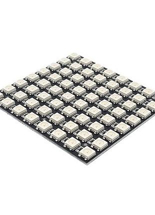 Матриця світлодіодна ws2812b 8x8 64 led rgb адресна панель 5в 24 біт 256 рівнів smd 5050 66x66 мм