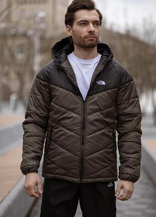 Демісезонна чоловіча куртка tnf із силіконовим утеплювачем, прямим кроєм і кишенями для зберігання речей із блискавкою, колір хакі