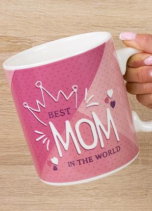 Кружка гигант лучшая мама на свете - best mom in the world (розовая)