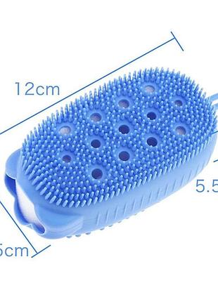 Двостороння масажна мочалка для купання bath brush блакитна