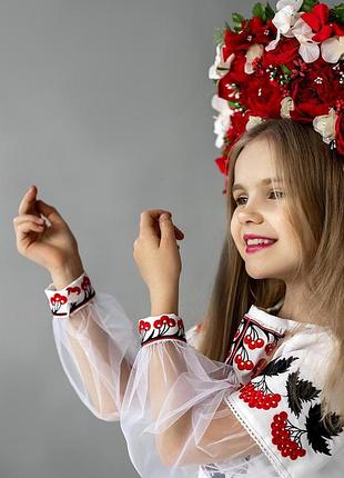 Сукня вишиванка для дівчаток біла калина 134