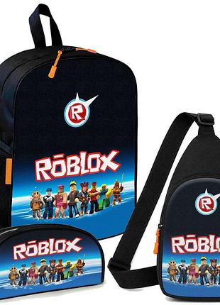 Набір roblox 3 в 1: дитячий рюкзак + сумка-слінг + пенал, для хлопчика та дівчинки 7–9 років (6035)
