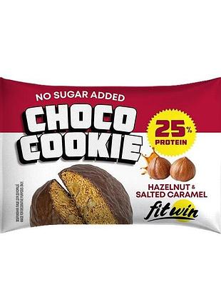Протеиновое печенье fitwin protein cookie 25% glazed, 40 грамм - фундук-соленая каремель