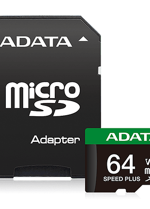 Карта пам'яті microsdxc (uhs-1 u3) a-data speed plus 64gb class 10 v30 a2 (r-160mb/s w140mb/s) (adapter sd)