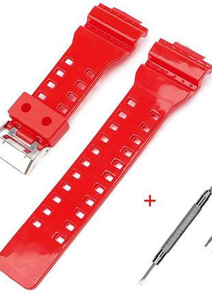 Ремешок для casio g-shock ga-100/110 red-glossy si