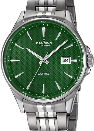 Годинник чоловічий candino titanium c4606/c титан сапфірове скло зелений циферблат