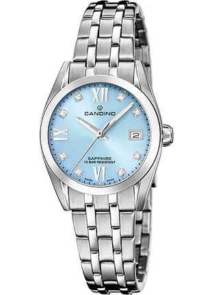 Женские часы candino couple c4703/f сталь сапфировое стекло голубой циферблат