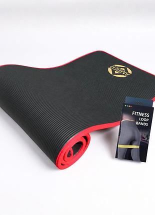 Набір для пілатесу та домашніх тренувань: килимок urban fit amber 15 мм + фітнес-резинки