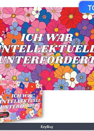 Пазл 1000 деталей с цветами и шутливой надписью ich war intellektuell unterfordert, подарок для взрослых людей