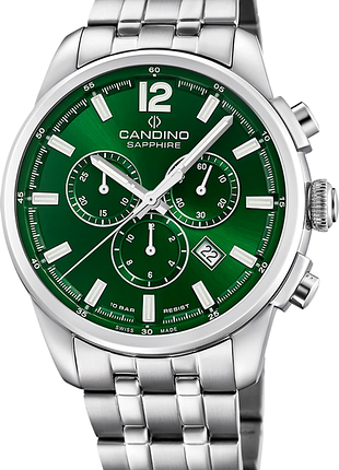 Годинник чоловічий candino gents sport c4744/3 нержавіюча сталь сапфірове скло зелений циферблат
