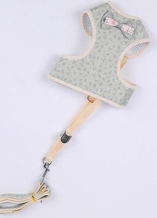 Шлейка для собак с поводком цветы 11950 m мятная