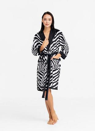 Халат женский из плюшевого велюра эксклюзивный zebra 18265 xs-s