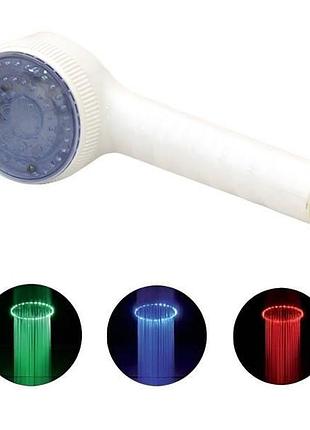 Светодиодная насадка для душа led shower 4 function led белая