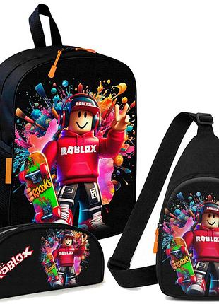Набір roblox 3 в 1: дитячий рюкзак + сумка-слінг + пенал, для хлопчика та дівчинки 7–9 років (6061)