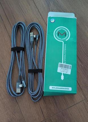 Кабель usb-a — usb-c ugreen 3 м нейлоновий швидке заряджання 2 шт